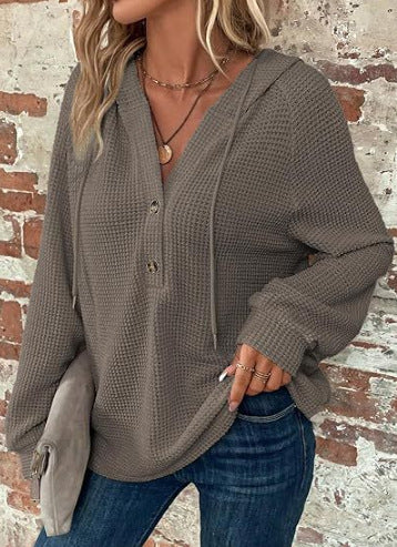 Casual hoodie for women with button details and structured fabric Amarae