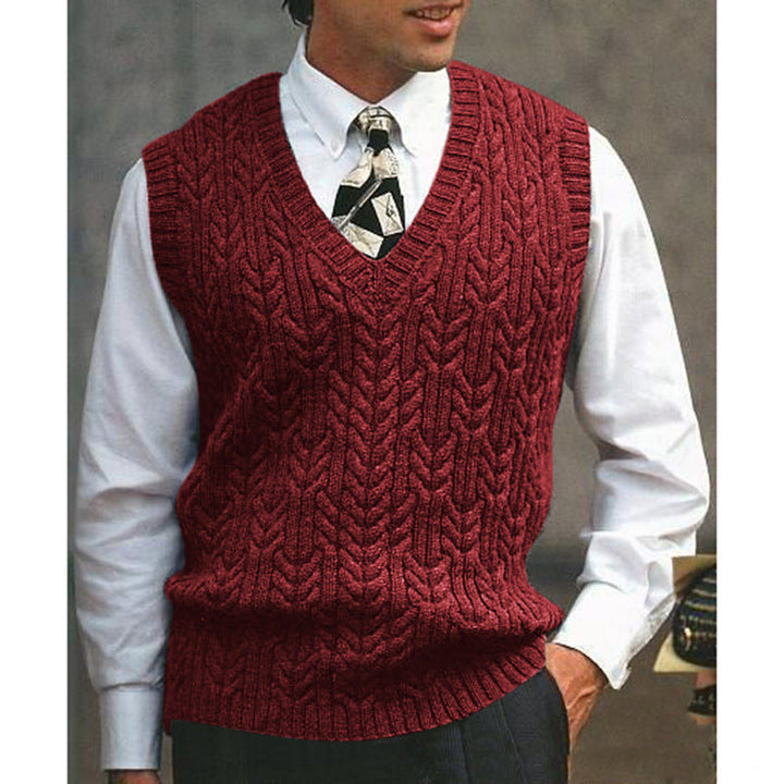 Men's Knitted Vest with All-Over Cable Pattern Lune London