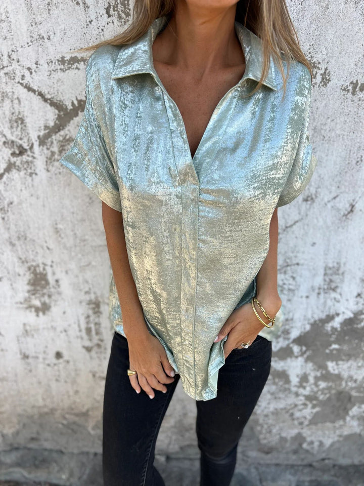 Satin blouse for women with fashionable collar and elegant cut Lune London