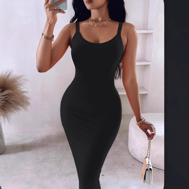 Ladies Figure-Hugging Maxi Dress with Slim Straps and Sophisticated Cut Lune London