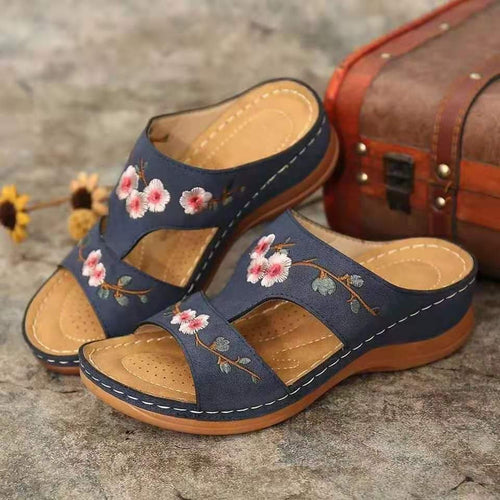 Women Embroidered Comfort Wedge Sandals Amarae