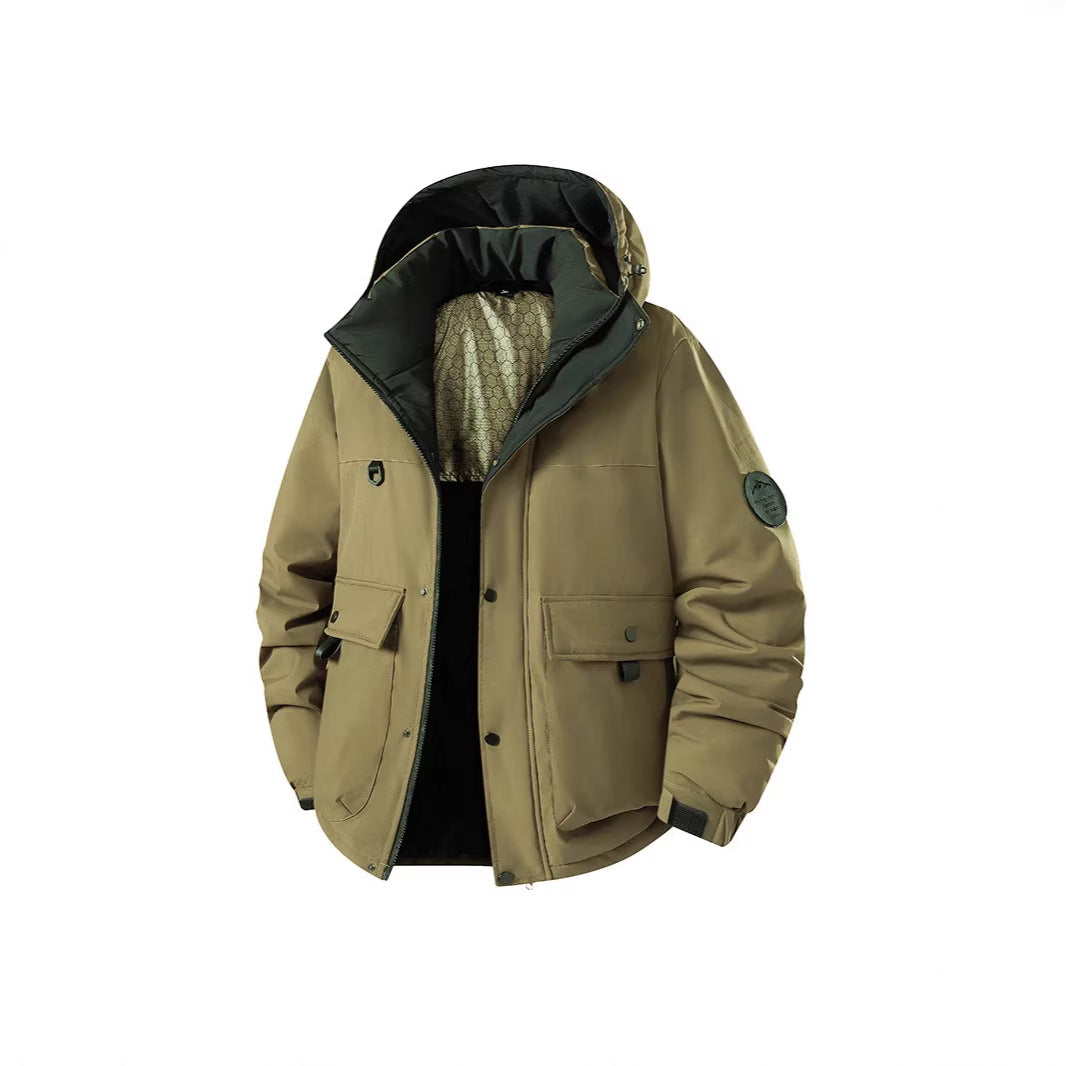 Men's Insulated Urban Parka with Stand-up Collar and Concealed Hood Amarae