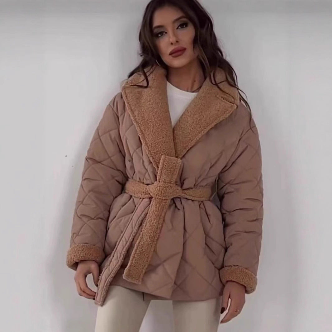 Ladies teddy jacket matte belt Lune London
