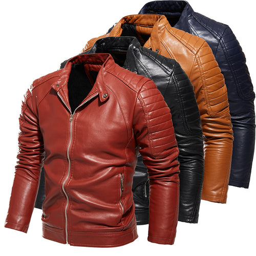 Faux leather jacket for men with textured inserts Amarae