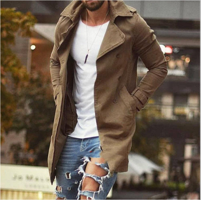 Casual trench coat for men with double-breasted buttons and elegant flap Amarae