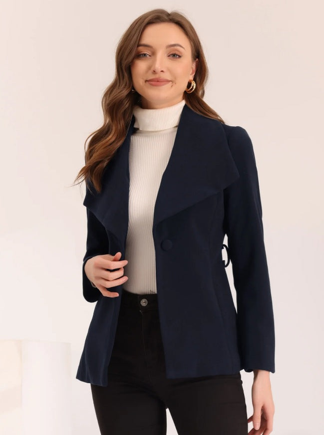 Lune London asymmetric collar fashion transition jacket for women