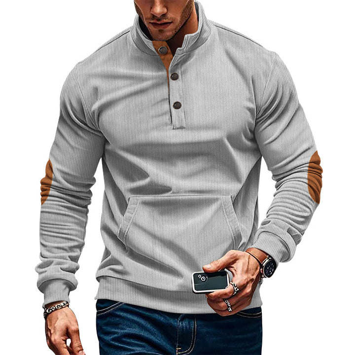 Casual men's sweater with button placket and textured surface Lune London