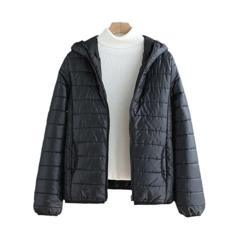 Ladies quilted transitional jacket with practical pockets and hood Amarae