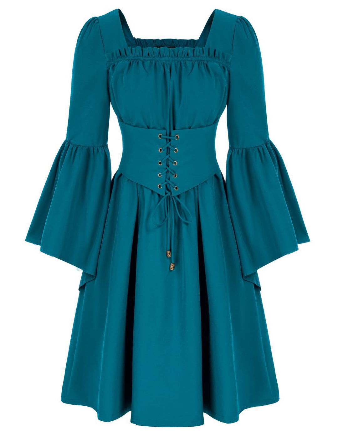 Medieval dress for women with flowing sleeves and lacing detail Lune Londonl