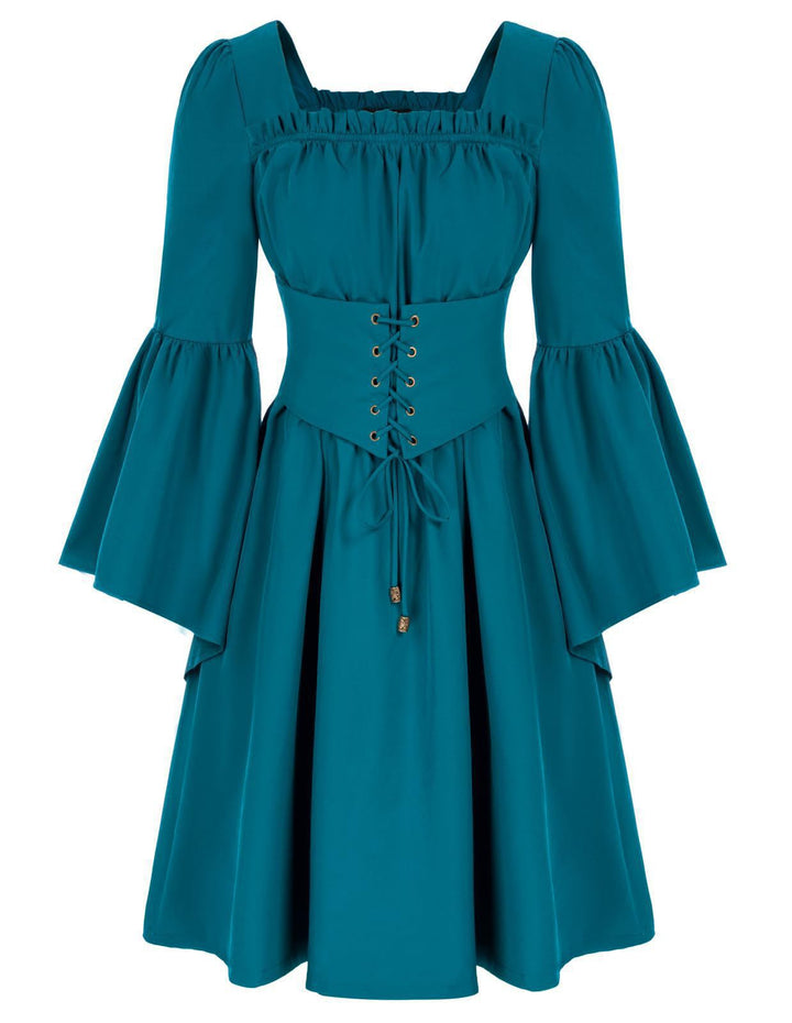 Medieval dress for women with flowing sleeves and lacing detail Lune Londonl