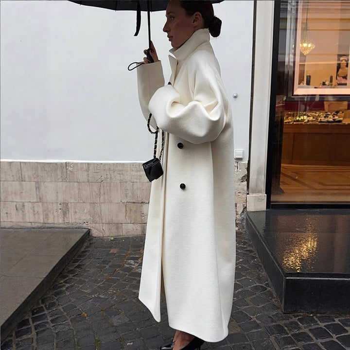 Women's Maximum Coat in clean-cut Cocoon style with high stand-up collar Amarae