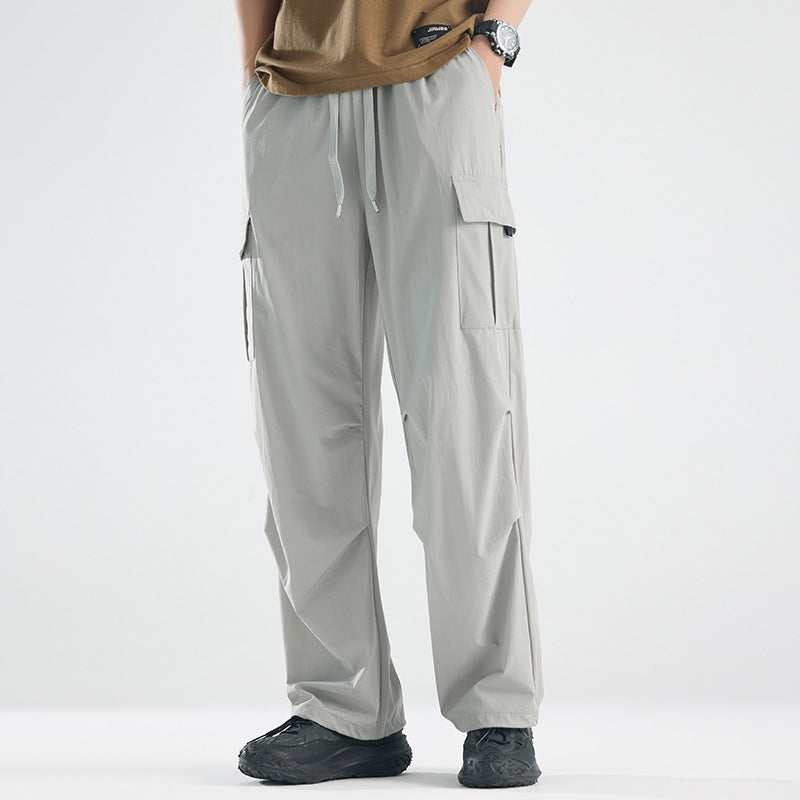 Men's Wide Tech Cargo Pants with Utility Pockets and Adjustable Waist Amarae