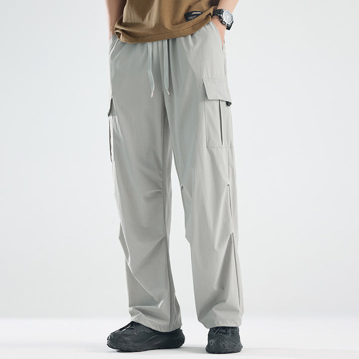 Men's Wide Tech Cargo Pants with Utility Pockets and Adjustable Waist Amarae