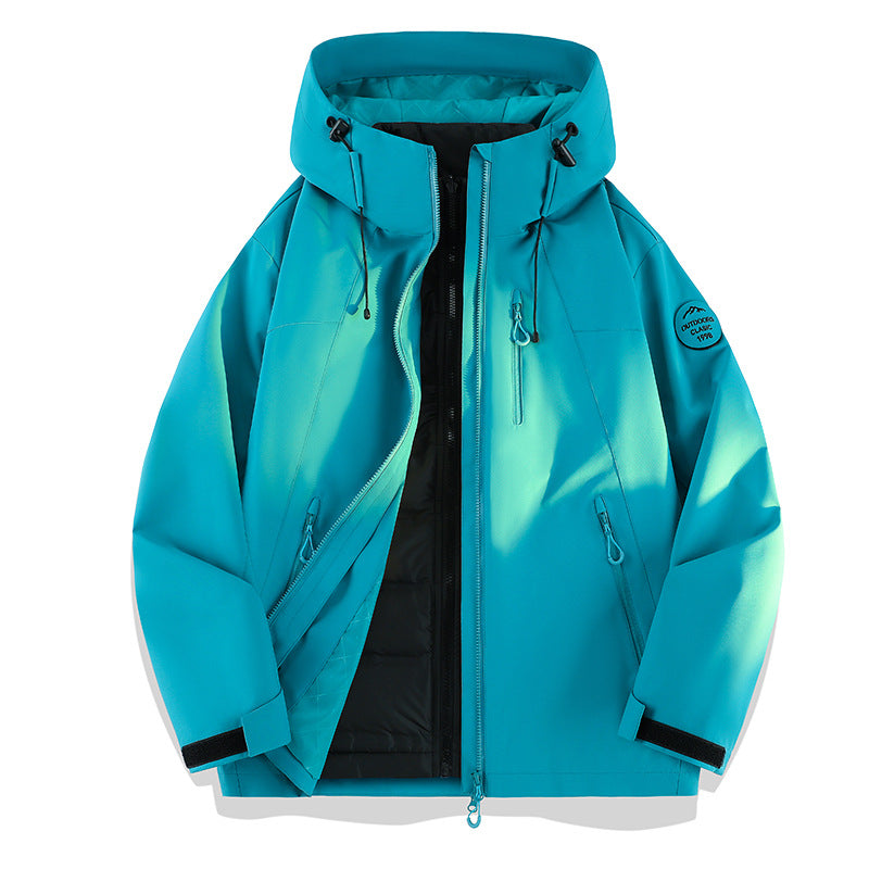 Women Lightweight Waterproof Hooded Jacket with Teddy Charm and Concealed Zipper Pockets Amarae