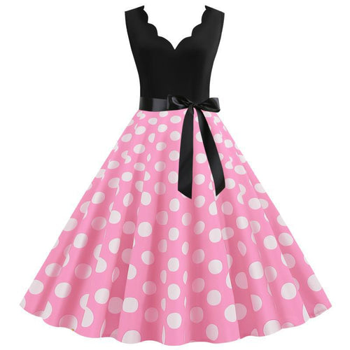 Robe swing pour femmes avec décolleté en V profond et motif à pois délicat Chic & Stil
