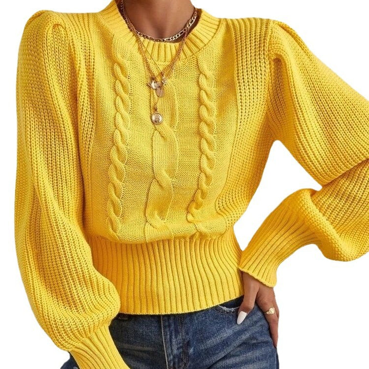 Pull en tricot épais pour femmes avec des manches volumineuses et un motif en cable Chic & Stil