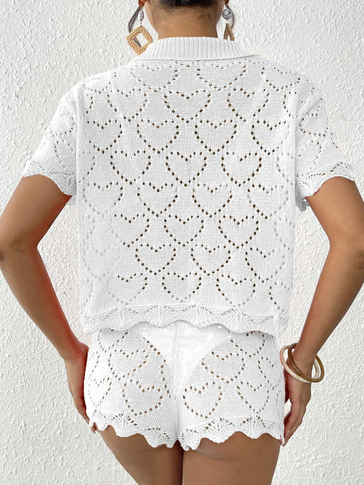 Women short knitted heart pattern set Lune London