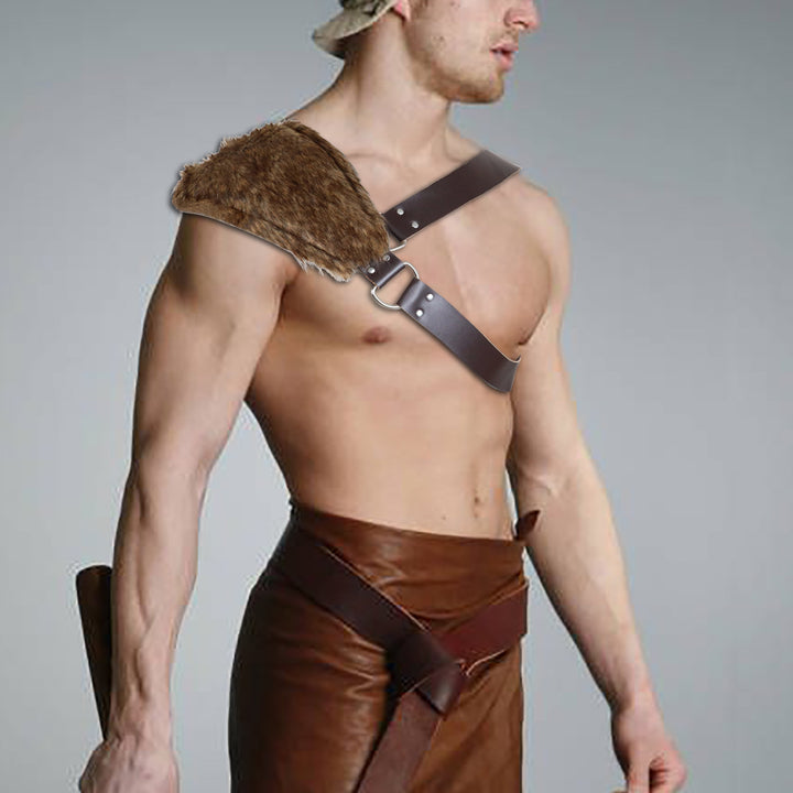 Men's shoulder strap with faux fur padding and adjustable leather strap Amarae
