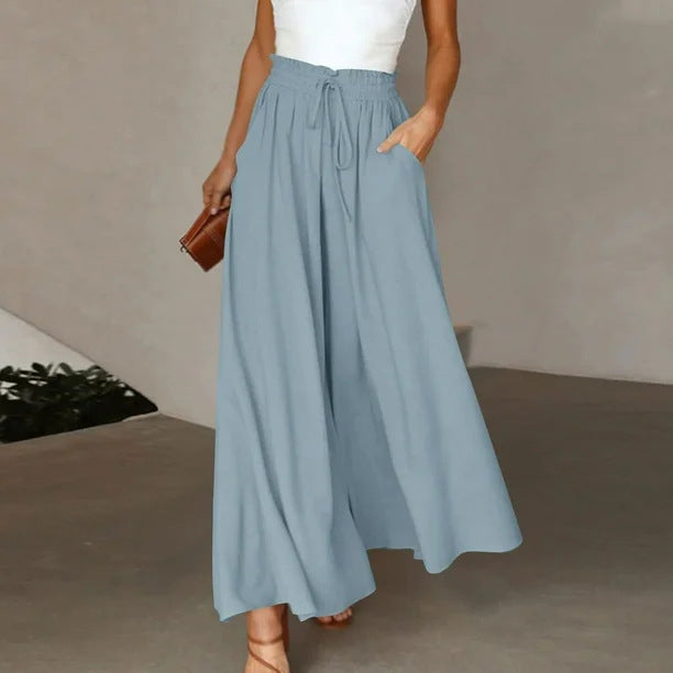 Pantalons Palazzo larges pour femmes avec taille élastique et poches latérales pratiques Chic & Stil