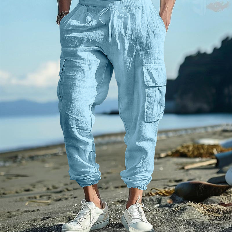 Men's cargo pants with elastic waistband and side pockets Lune London