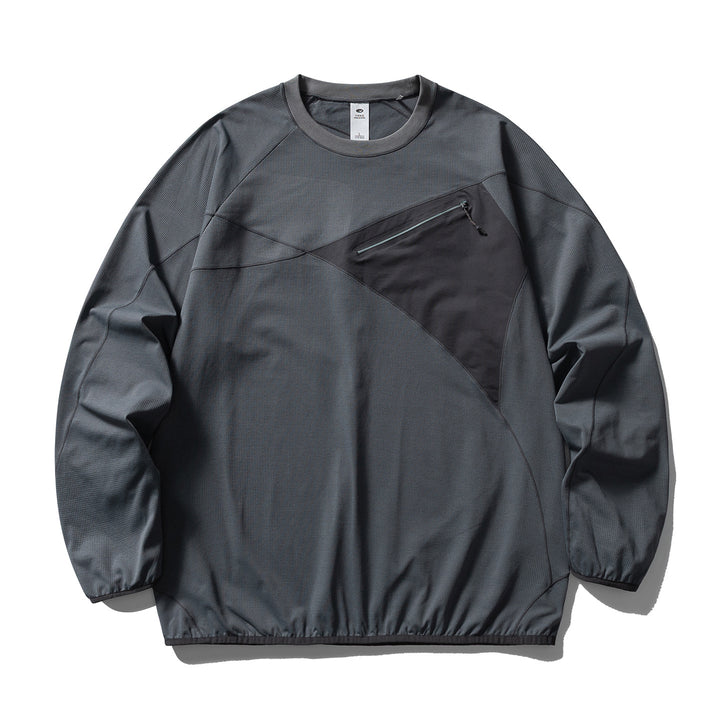 Unisex Technical Oversized Sweatshirt with Diagonal Zip Chest Pocket Amarae