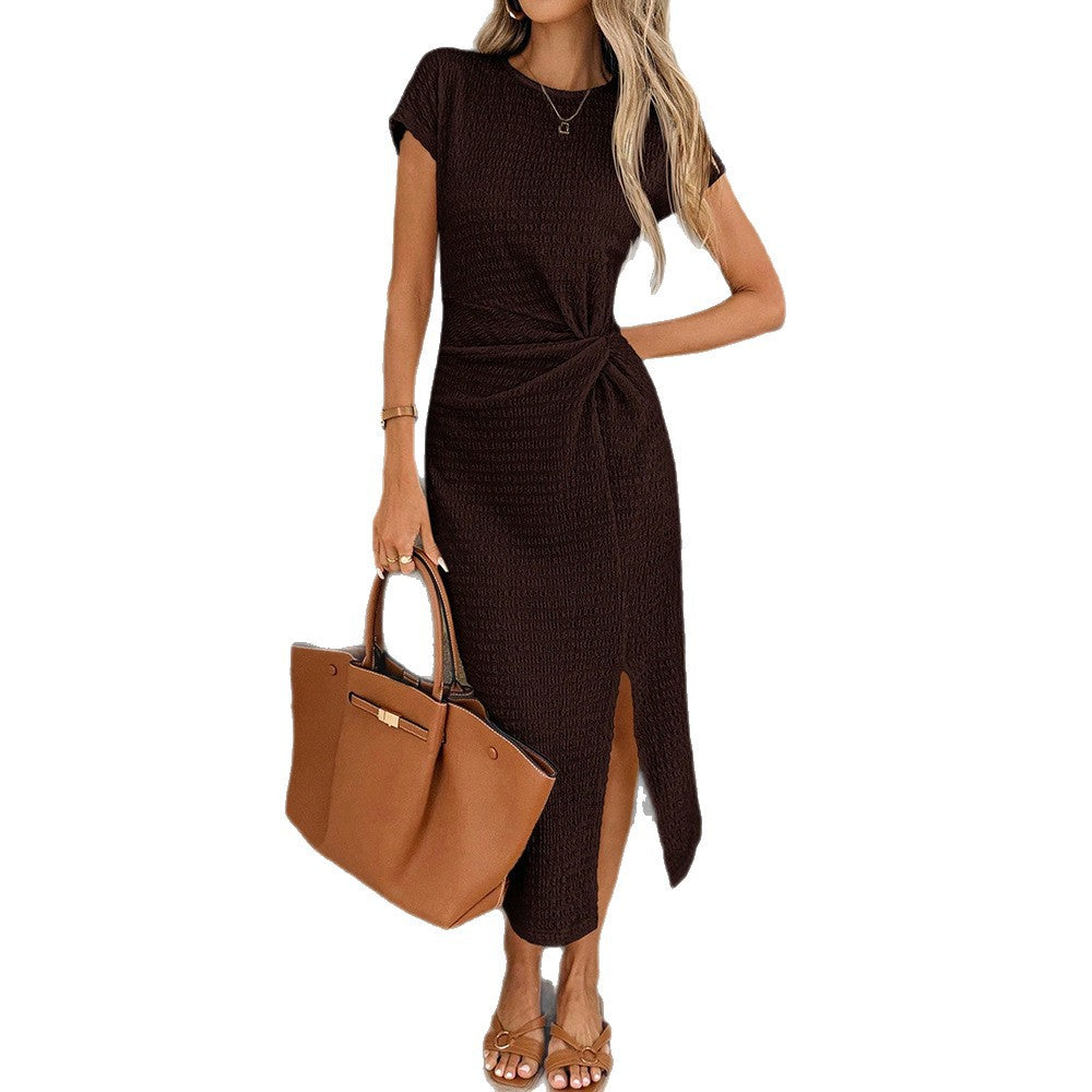Robe maxi femme avec nœud élégant et finition à fente latérale haute Chic & Stil