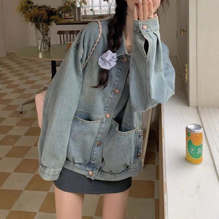 Veste en denim surdimensionnée décontractée pour femmes Chic & Stil