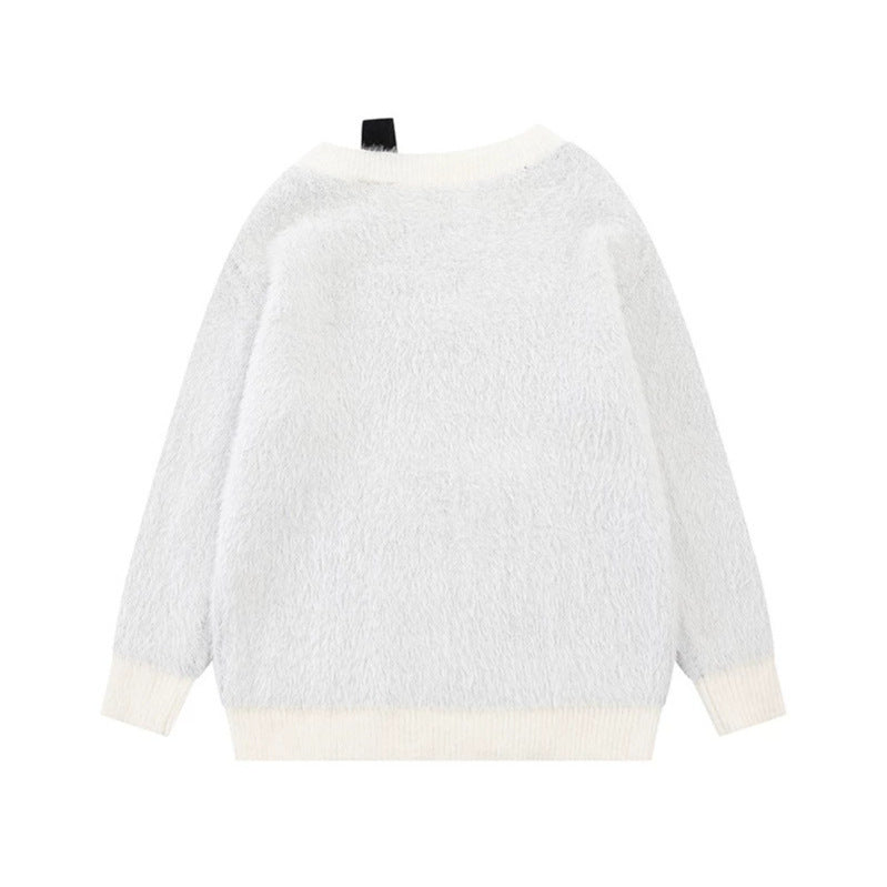 Women's Cozy Knit Sweater with Cartoon Note and Star Motif Amarae