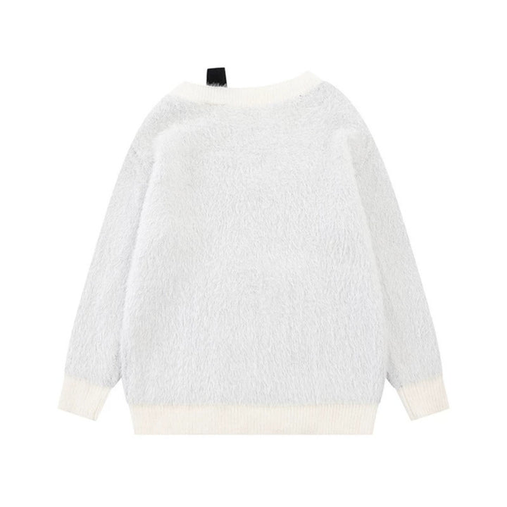Women's Cozy Knit Sweater with Cartoon Note and Star Motif Amarae