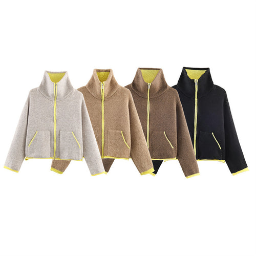 Veste en polaire surdimensionnée à la mode pour femmes avec col montant et poches pratiques Chic & Stil