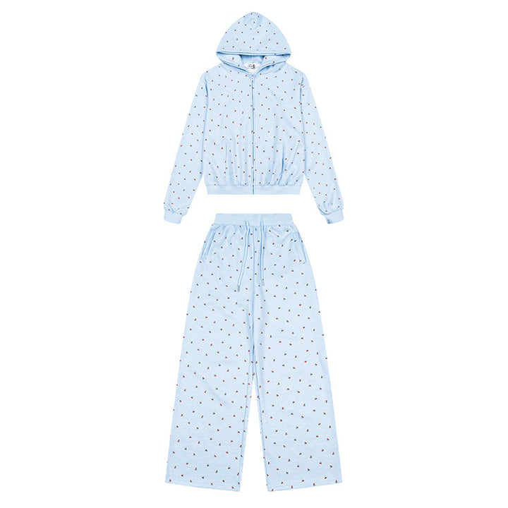 Women's Two-Piece Lounge Set with Hoodie Zip Jacket and Wide Sleep Pants Amarae