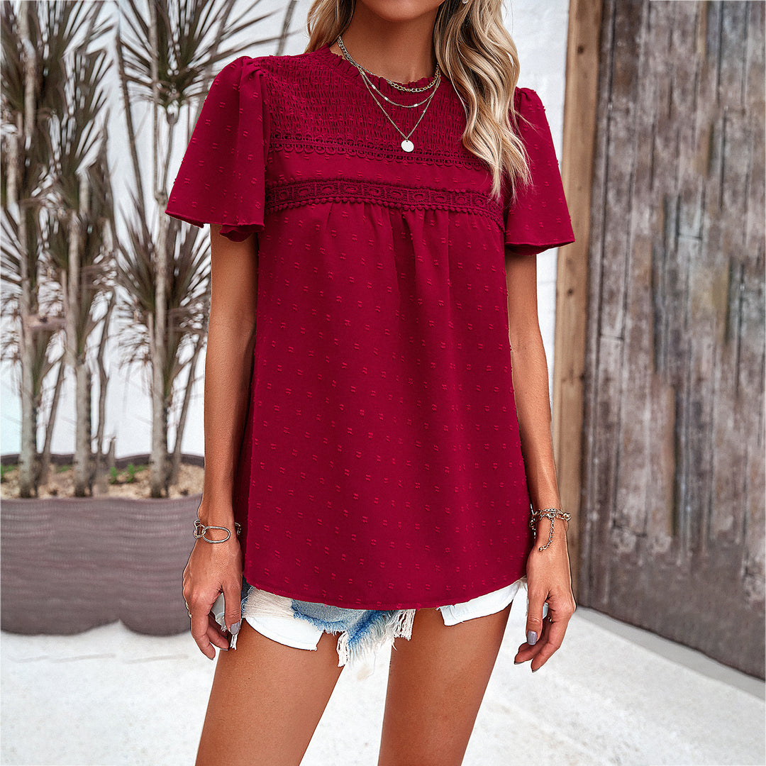 Lightweight blouse for women with ruffle details and a fine texture Lune London