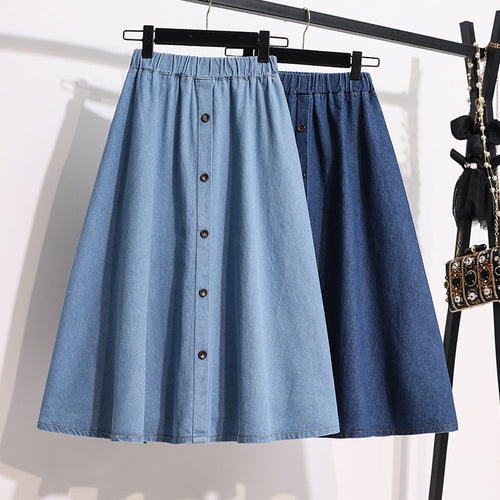 Jupe en denim longue pour femmes avec des pressions décoratives Chic & Stil