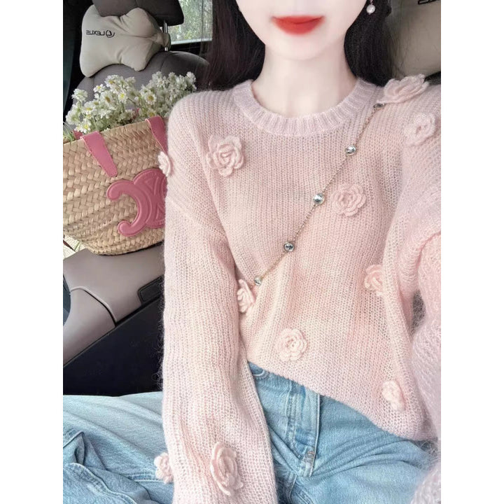 Pull femme avec appliqués floraux décoratifs Chic & Stil