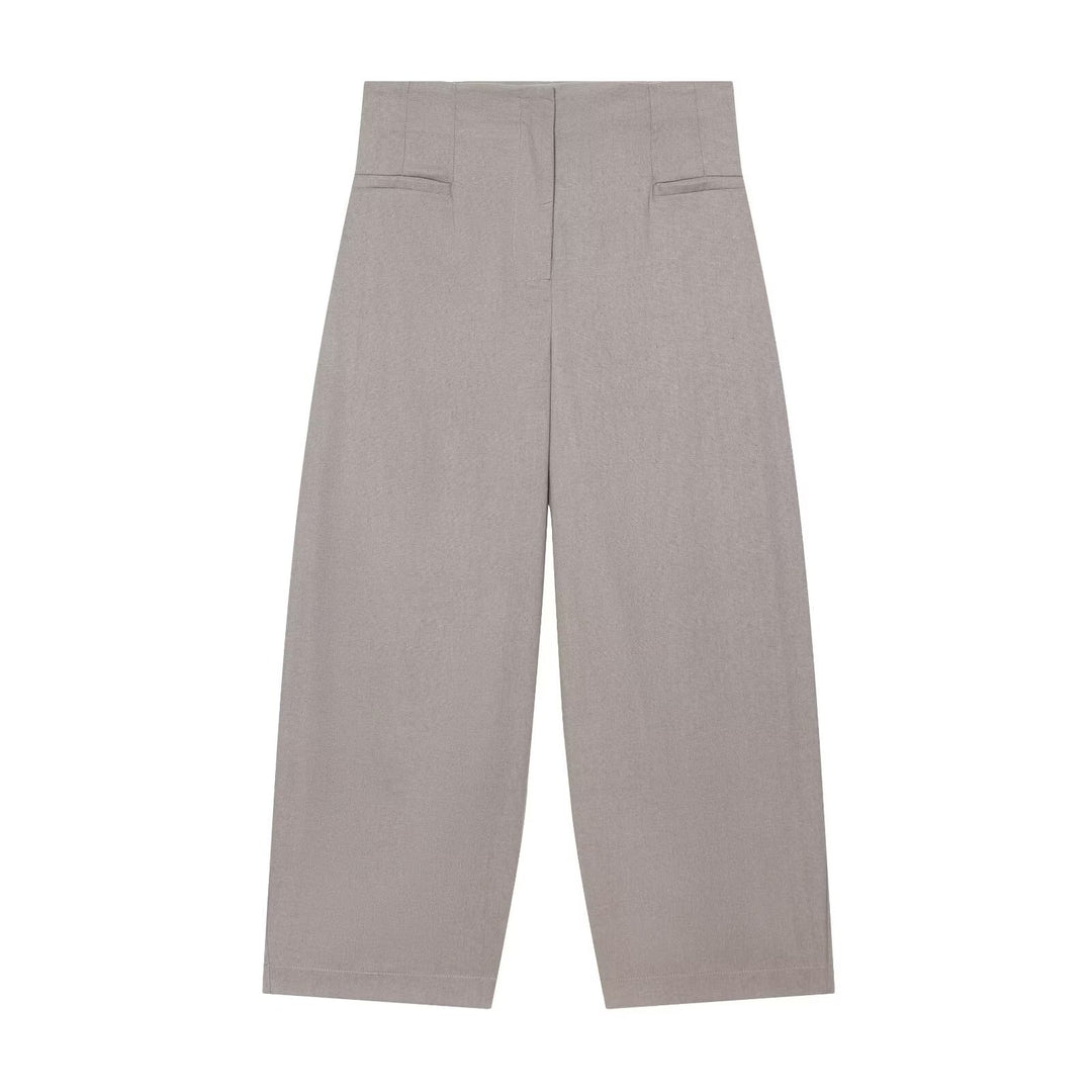 Women high-waisted cropped palazzo pants with concealed front seam Amarae