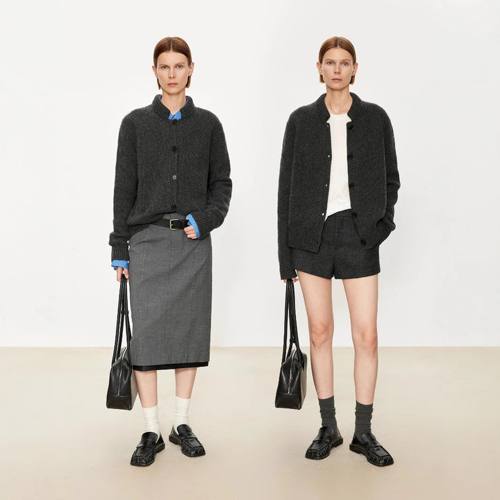 Ladies' knitted jacket with an elegant collar and practical pockets Lune London