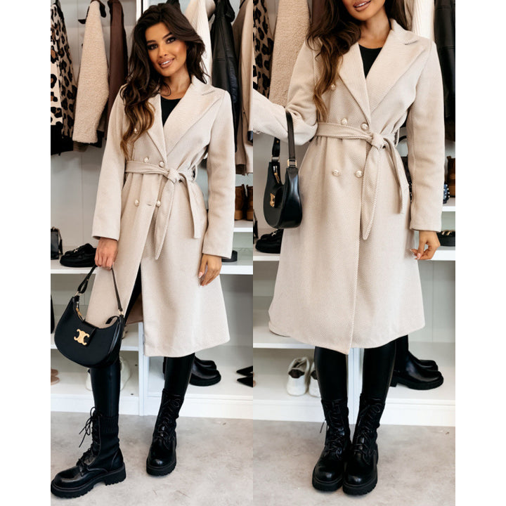 Women elegant trench coat with asymmetric cut and belt Lune London