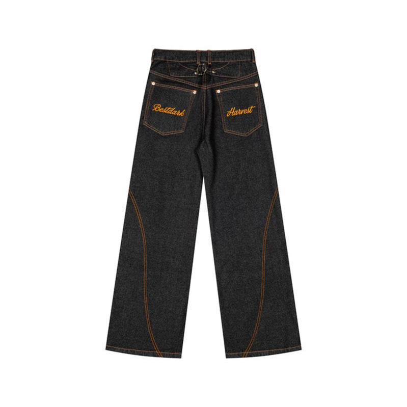 Women's High-Waist Wide-Leg Jeans with contrast pockets and decorative stitching Amarae