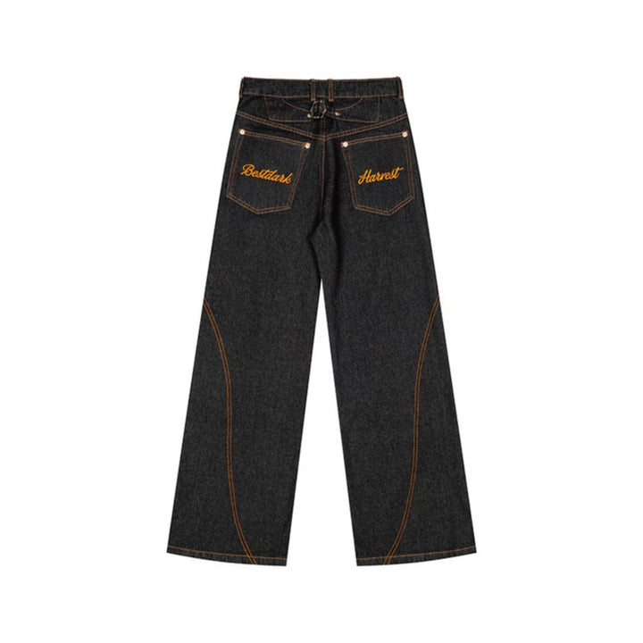 Women's High-Waist Wide-Leg Jeans with contrast pockets and decorative stitching Amarae