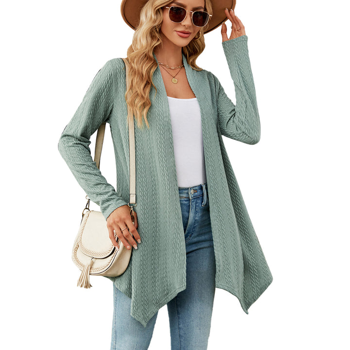 Ladies knitted vest with structured waffle pattern and open front Lune London