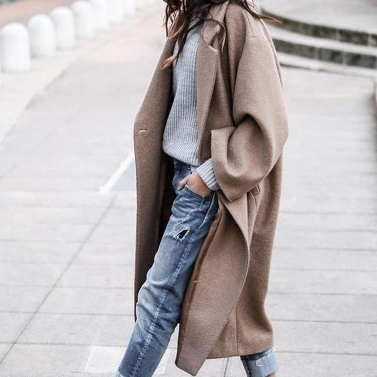 Women Oversized Coat with Elegant Cut and Deep Pockets Amarae