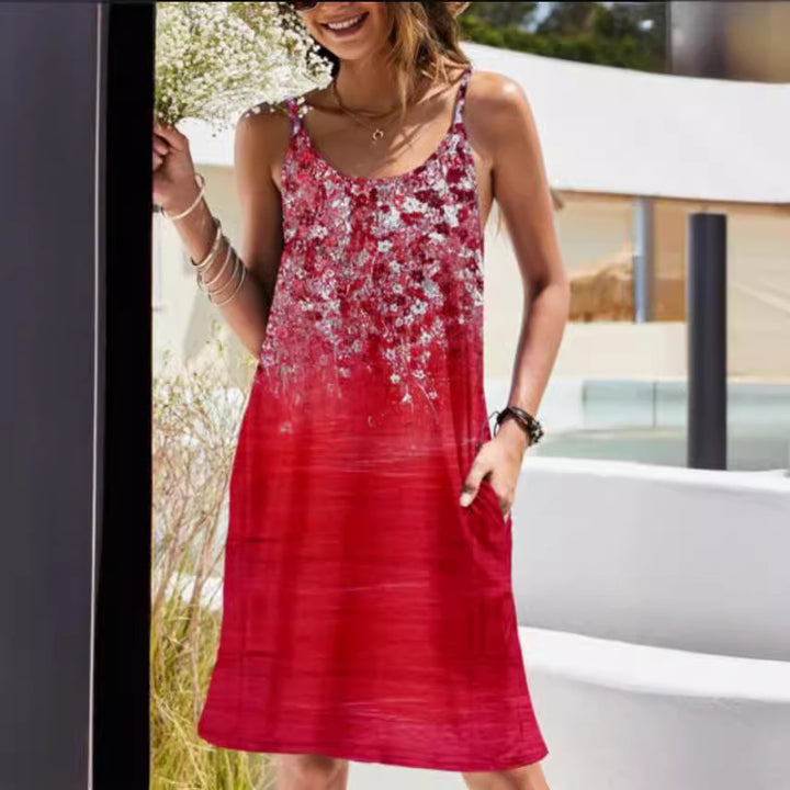 Elegant floral design summer dress for women with comfortable spaghetti straps Lune London