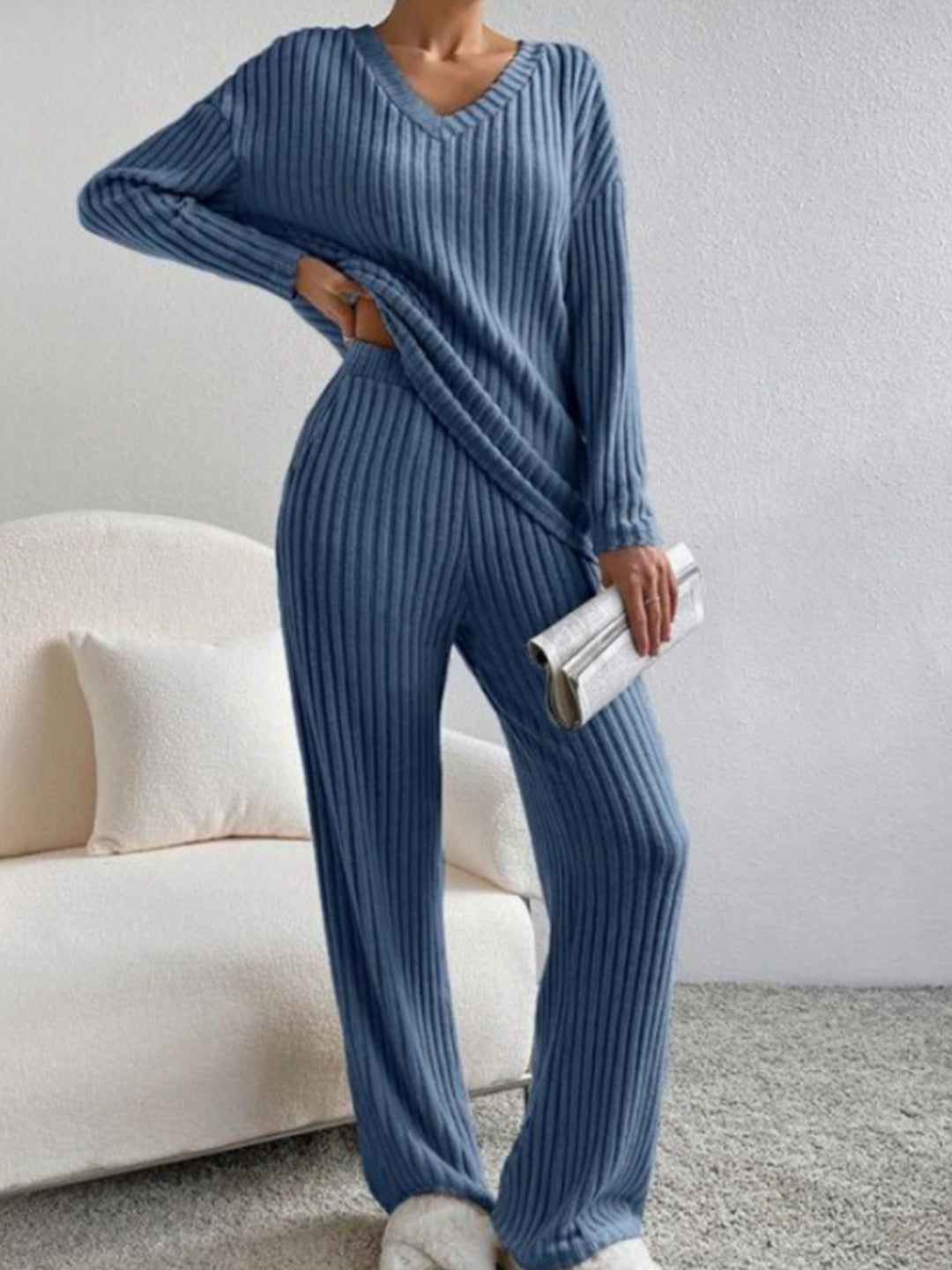 Lune London Comfortable Ribbed Knit Lounge Set for Women