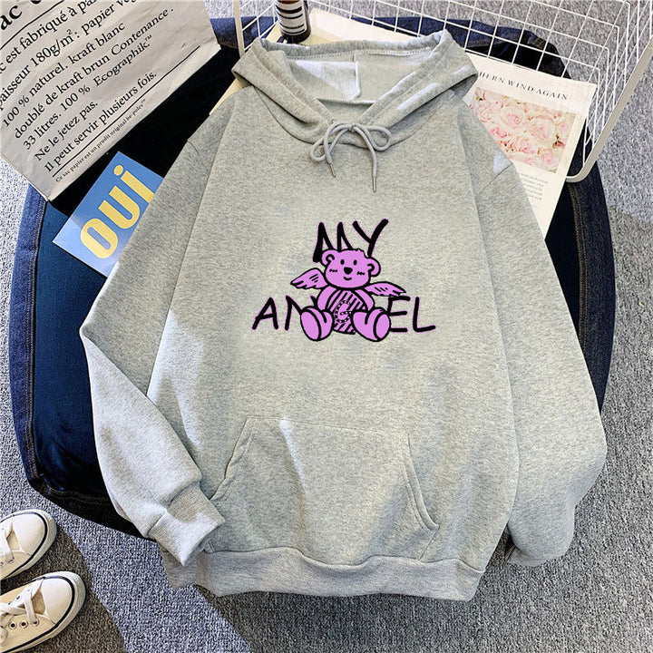 Women's hoodie with cute angel bear design Chic & Stil