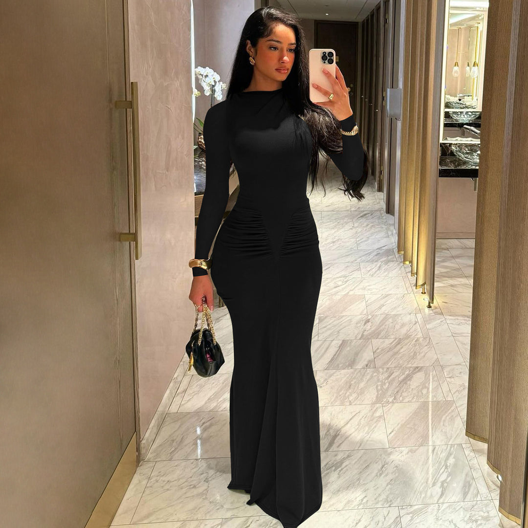 Elegant maxi dress for women with gathers and long sleeves Lune London