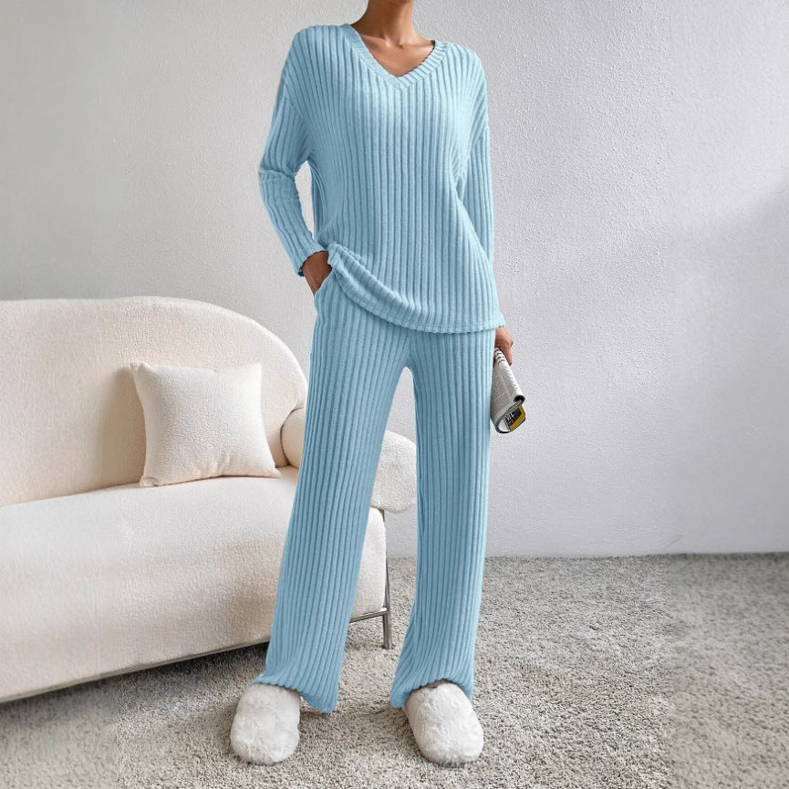Ensemble de loungewear décontracté pour femmes avec texture côtelée Chic & Stil