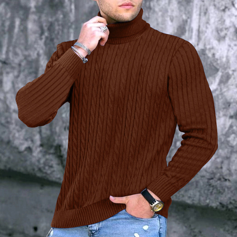 Elegant turtleneck sweater for men with an exquisite twist pattern structure Lune London