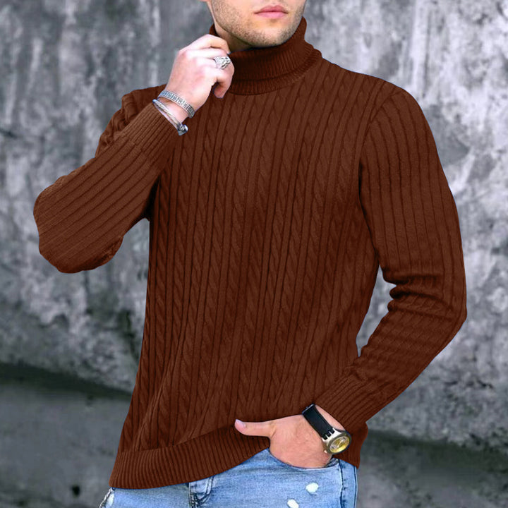 Elegant turtleneck sweater for men with an exquisite twist pattern structure Lune London