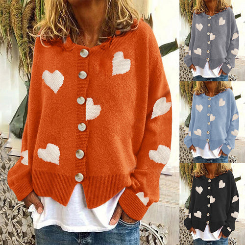 Knit jacket for women with heart pattern and trendy cut Amarae