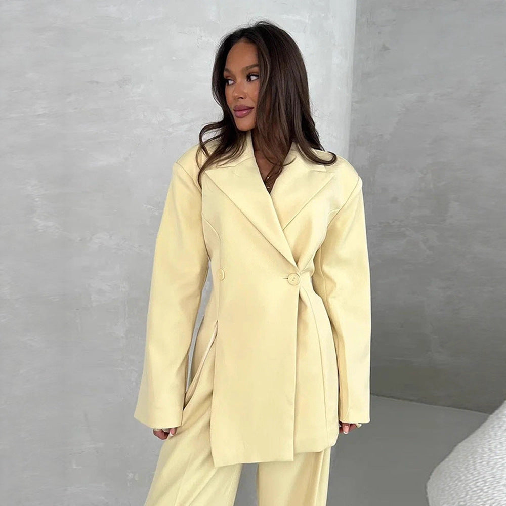 Women's Two-Piece Oversized Suit Set with Wrap Blazer and Wide Palazzo Pants Amarae